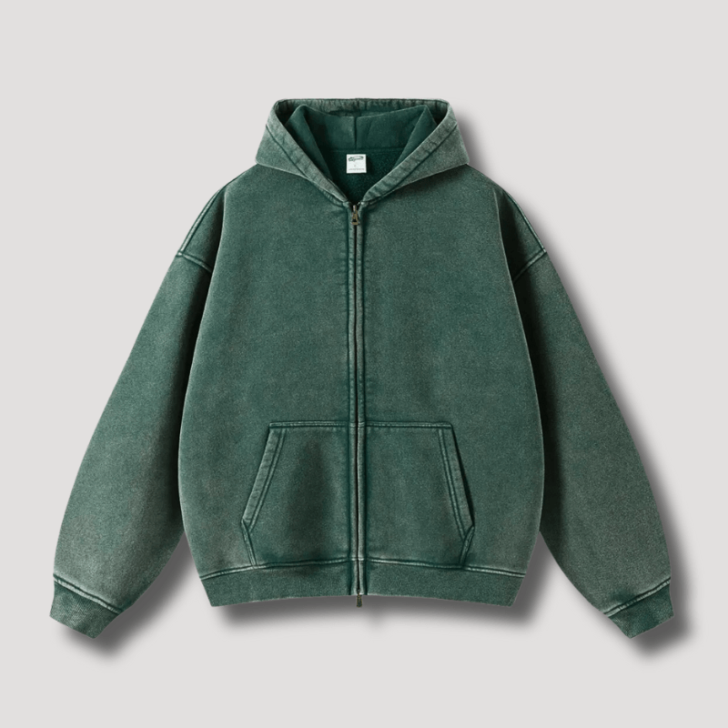Levoire | Sweat à capuche surdimensionné avec fermeture éclair Sweatshirt Pull Gilet Vert