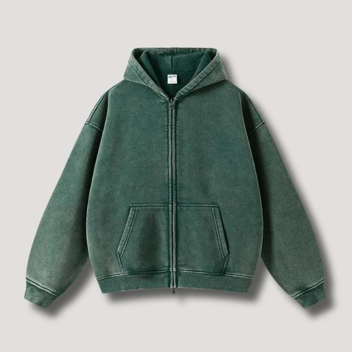 Levoire | Sweat à capuche surdimensionné avec fermeture éclair Sweatshirt Pull Gilet Vert