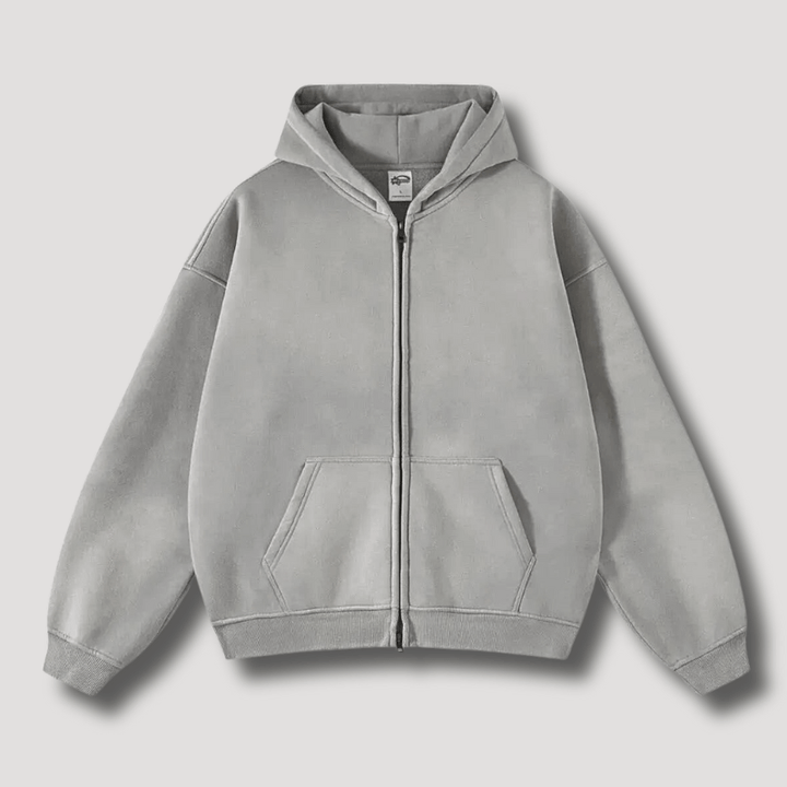Levoire | Sweat à capuche surdimensionné avec fermeture éclair Sweatshirt Pull Gilet Gris