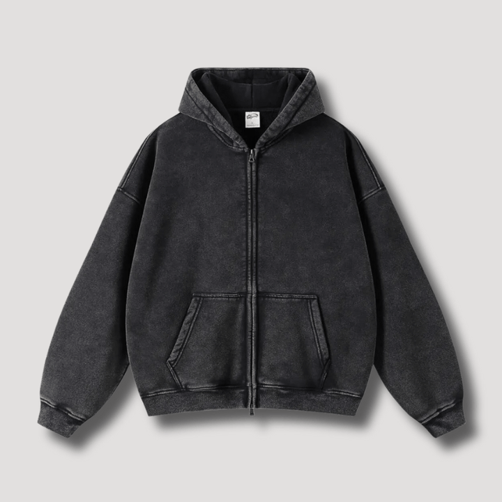 Levoire | Sweat à capuche surdimensionné avec fermeture éclair Sweatshirt Pull Gilet Noir
