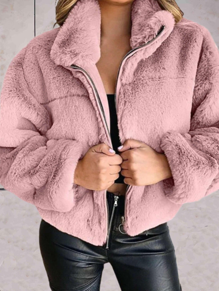 Levoire | Veste En Fausse Fourrure Avec Fermeture Eclair, Cosy Et Tendance Rose