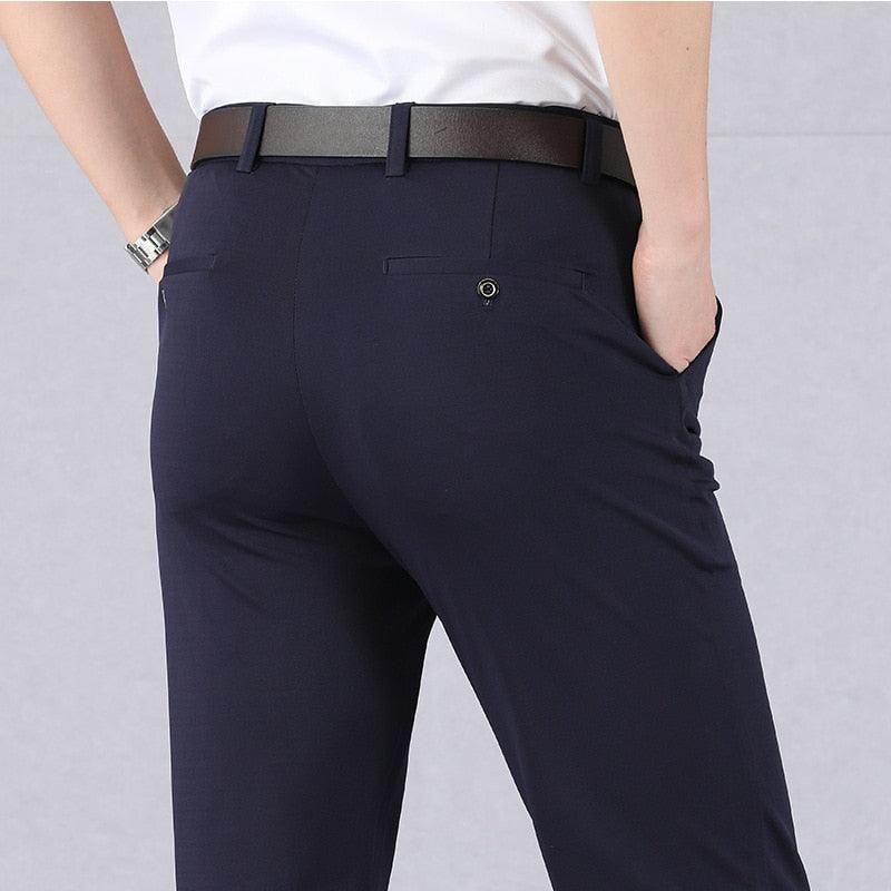 Levoire | Slim Fit Pantalons Élastiques Taille Haute avec Poches Bleu