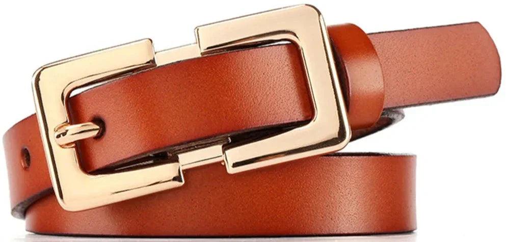 Levoire | Ceinture En Cuir Véritable Douce Pour Femmes Avec Boucle Dorée Braun