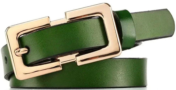 Levoire | Ceinture En Cuir Véritable Douce Pour Femmes Avec Boucle Dorée Vert