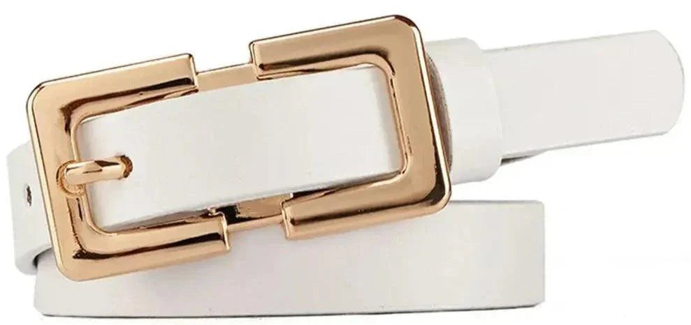 Levoire | Ceinture En Cuir Véritable Douce Pour Femmes Avec Boucle Dorée Blanc