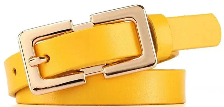 Levoire | Ceinture En Cuir Véritable Douce Pour Femmes Avec Boucle Dorée Jaune