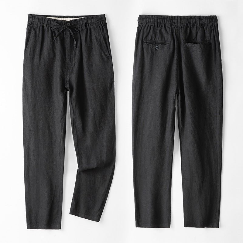 Levoire | Chinos Ajustés En Lin Medici Noir