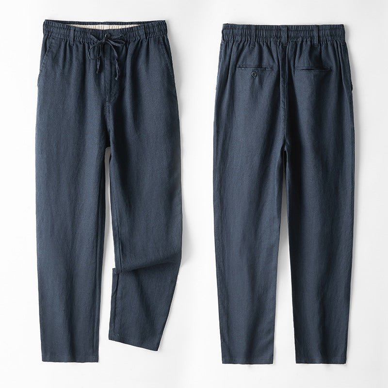 Levoire | Chinos Ajustés En Lin bleu marine