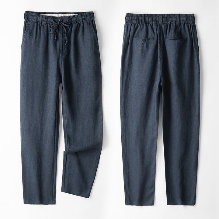 Levoire | Chinos Ajustés En Lin bleu marine