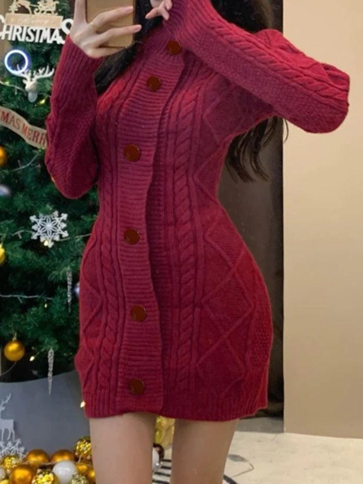 Levoire | Robe Mini Blazer En Tricot À Câbles Festifs Rot UNE TAILLE