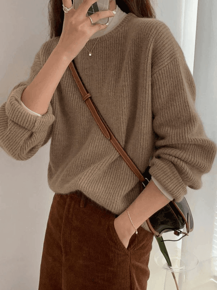 Levoire | Pull Col Rond Uni Kaki Taille unique