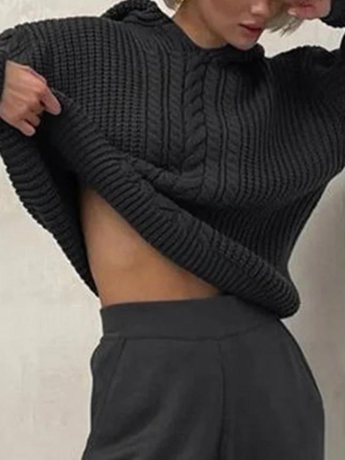 Levoire | Sweat À Capuche Uni Avec Tricot En Câble Noir