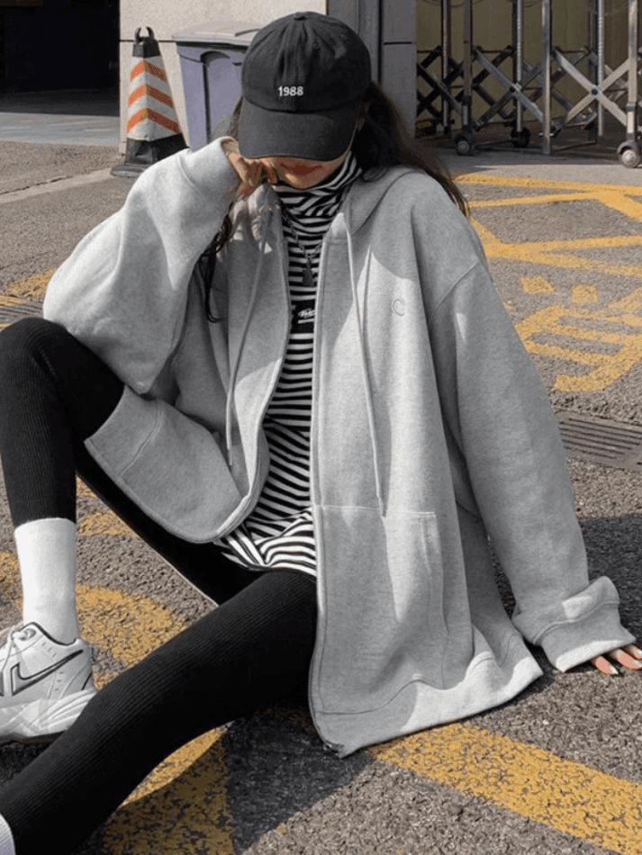 Levoire | Sweat À Capuche Zippé Uni Grande Taille