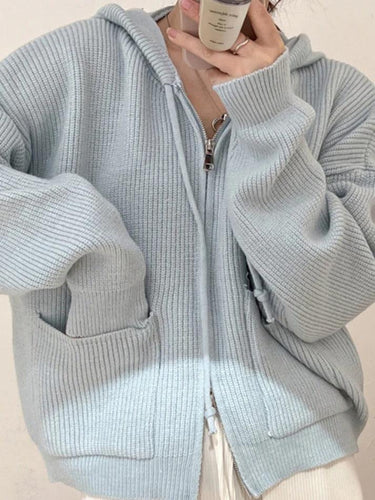 Levoire | Veste À Capuche En Tricot À Double Fermeture Éclair Classique