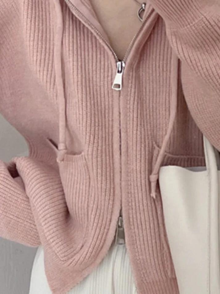 Levoire | Veste À Capuche En Tricot À Double Fermeture Éclair Classique