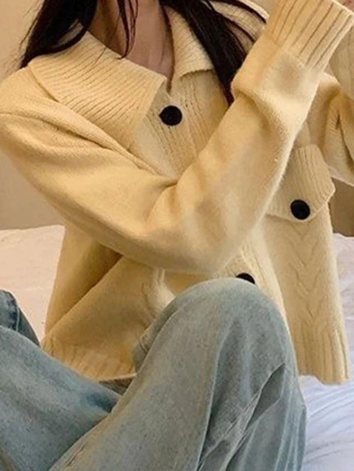 Levoire | Design Solides À Revers En Tricot Cardigan