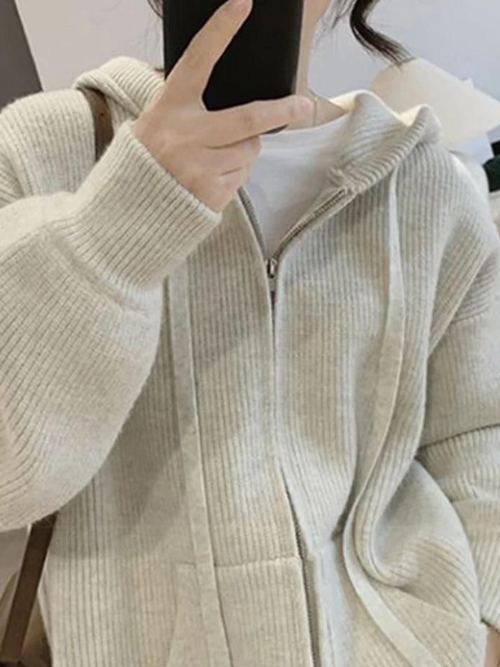 Levoire | Veste À Capuche En Tricot À Fermeture Éclair Classique