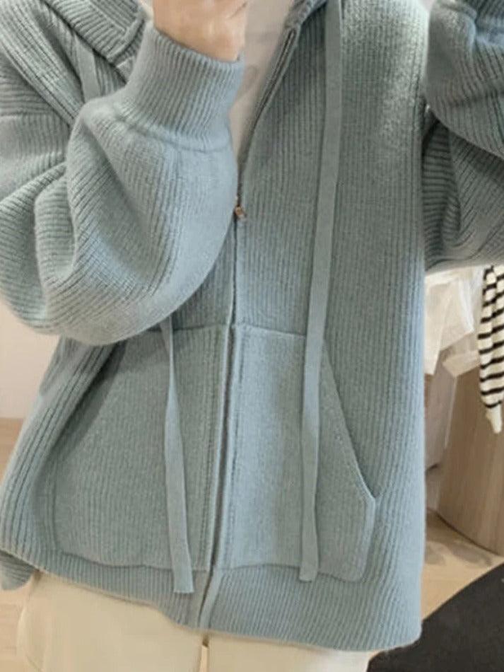 Levoire | Veste À Capuche En Tricot À Fermeture Éclair Classique