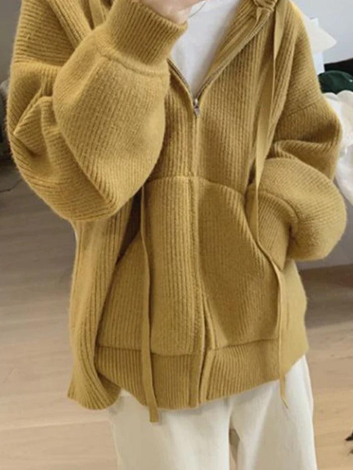 Levoire | Veste À Capuche En Tricot À Fermeture Éclair Classique