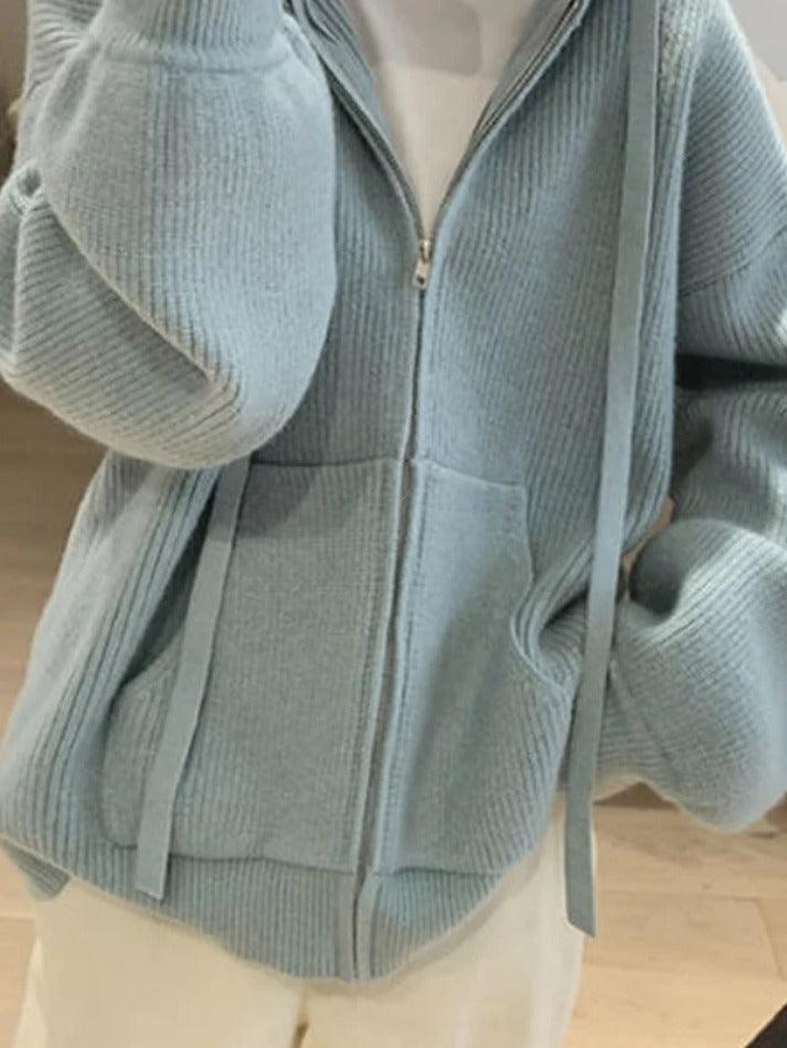 Levoire | Veste À Capuche En Tricot À Fermeture Éclair Classique