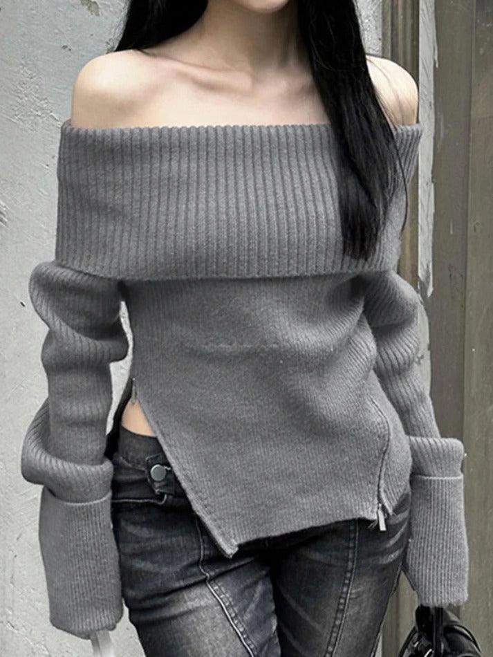 Levoire | Pull Simple À Fermeture Éclair Épaule Dénudée