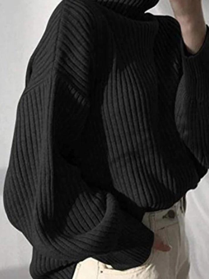 Levoire | Pull À Col Roulé Uni En Tricot Côtelé