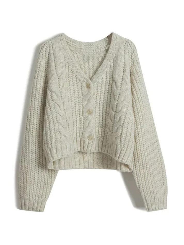 Levoire | Gilet En Tricot Câble Uni À Col En V Beige UNE TAILLE