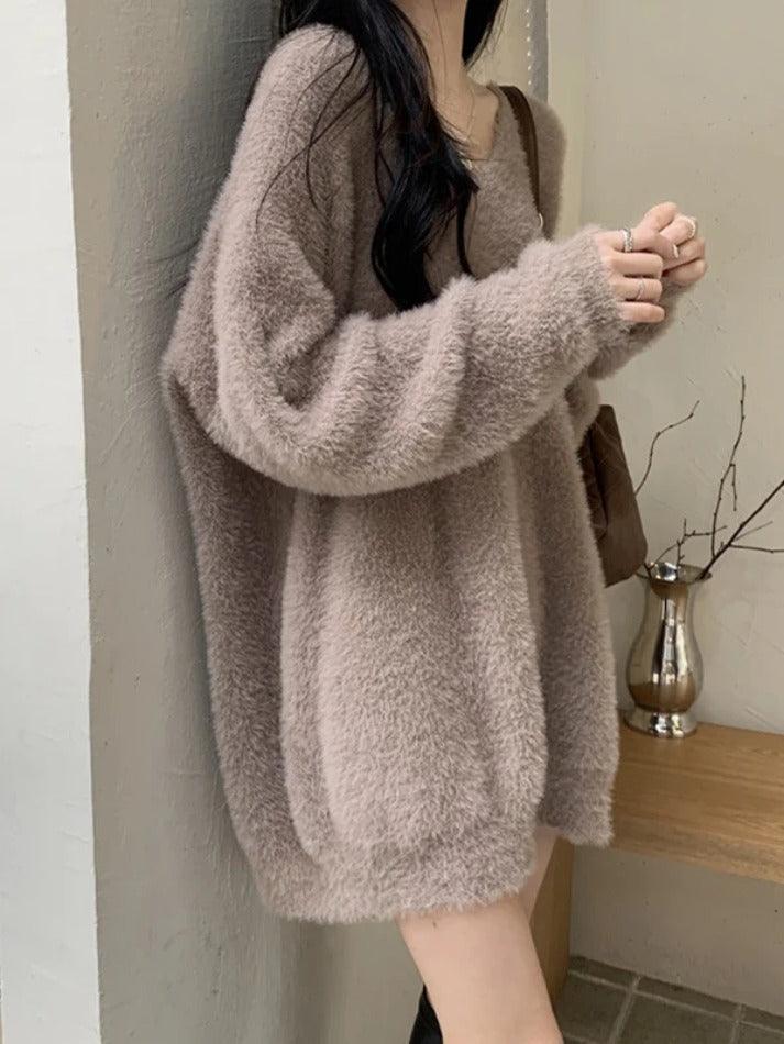 Levoire | Pull En Peluche À Encolure En V Unie