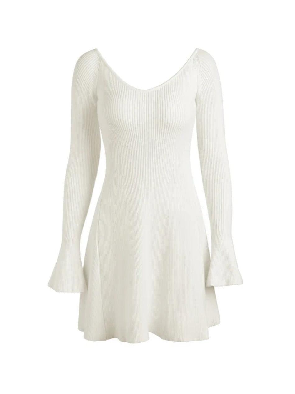 Levoire | Robe Mini En Tricot Côtelé À Encolure En V Unie