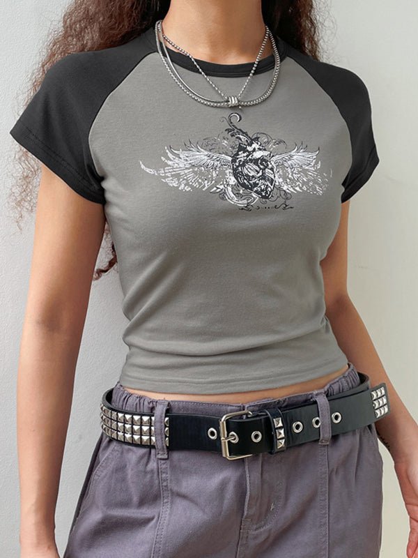 Levoire | Spice Girls Plongeante Manche Tee Imprimé Slim Court Halterneck Col Rond Top