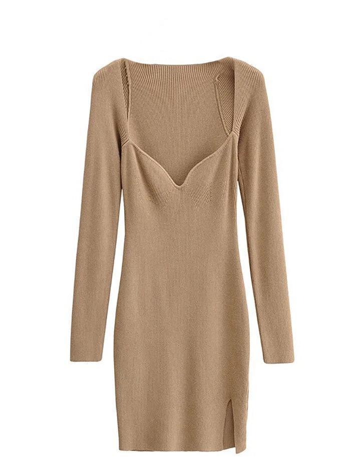 Levoire | Robe Mini Tricot À Manches Longues Déchirée