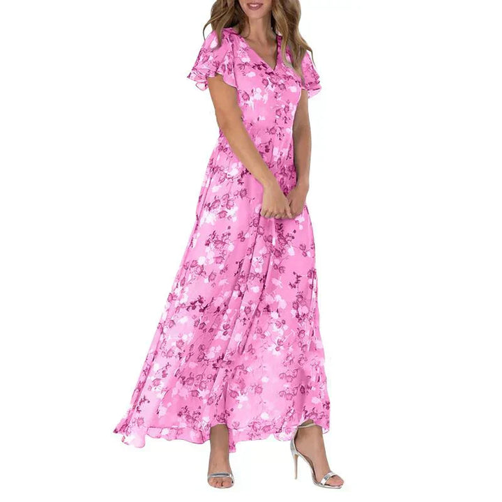 Levoire | Robe D'Été Sans Bretelles Décontractée Tunique Col Rond Rose