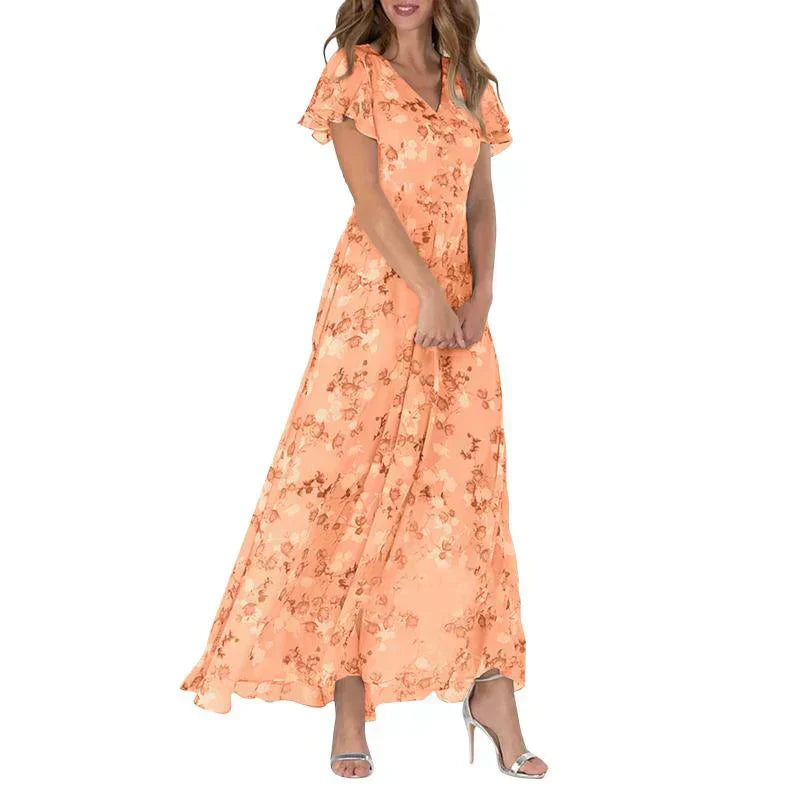 Levoire | Robe D'Été Sans Bretelles Décontractée Tunique Col Rond Orange