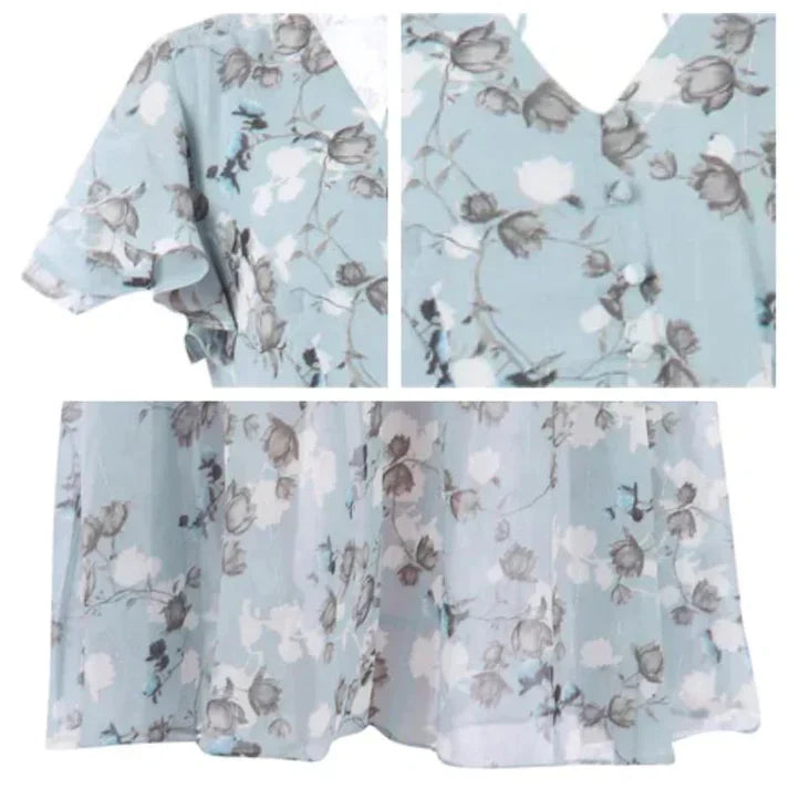 Levoire | Robe Fleurie Courte Avec Manches Courtes