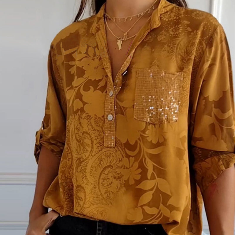 Levoire | Top À Demi-Boutonnage Imprimé Col En V Braun
