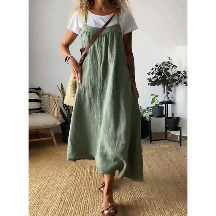 Levoire | Robe Maxi Décontractée En Lin Vert