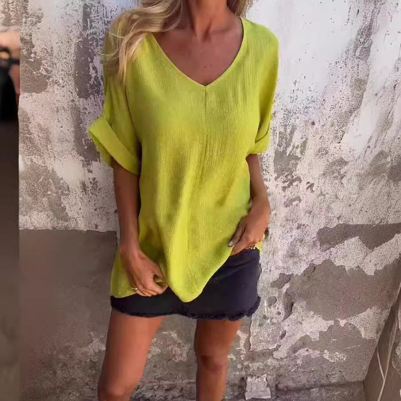 Levoire | T-Shirt Avec En Col En V Fr Femmes Jaune