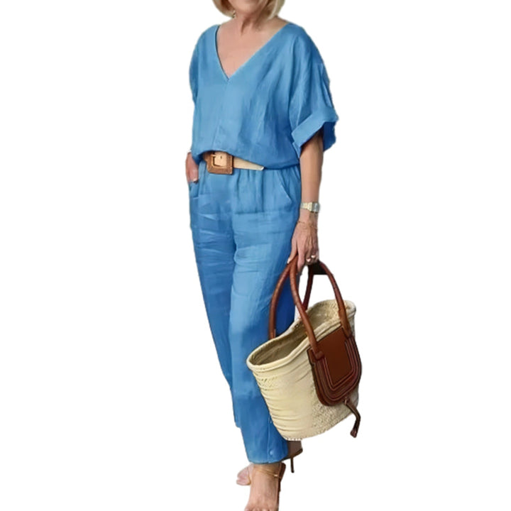 Levoire | Top À Col En V Locker Et Pantalon Avec Poches Bleu