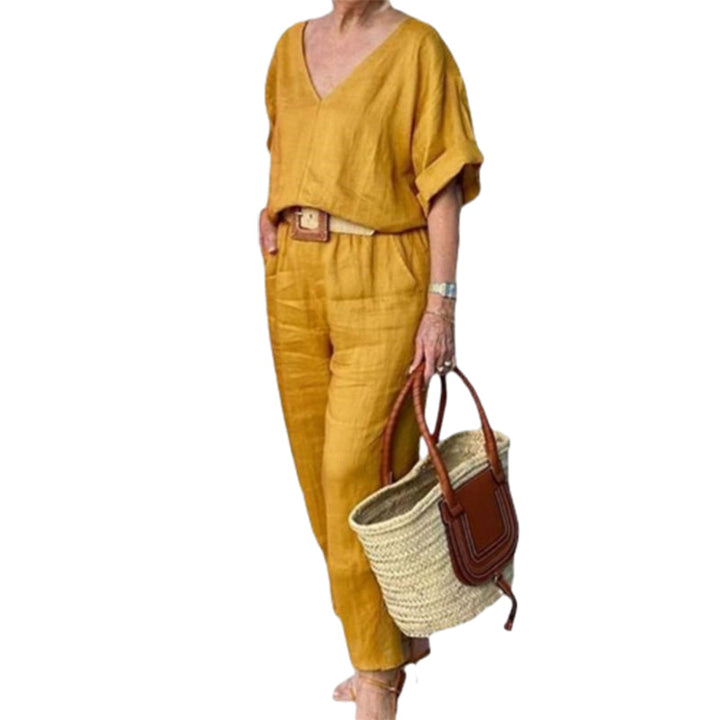 Levoire | Top À Col En V Locker Et Pantalon Avec Poches Jaune