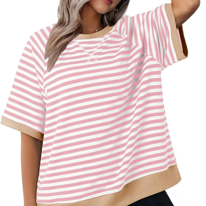 Levoire | T-shirt rayé ample Rosa + Marron