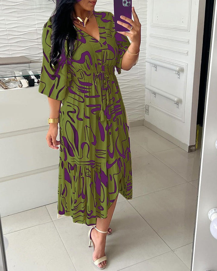 Levoire | Imprimé à l'encre Robe V-Décolleté Vert