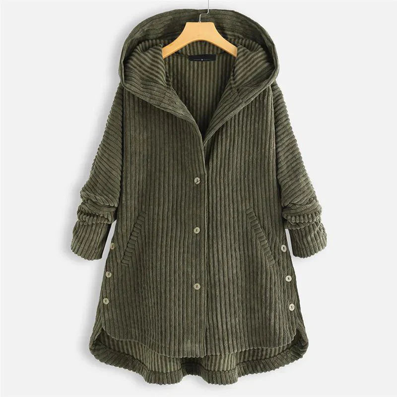 Levoire | Manteau Côtelé À Capuche Vert