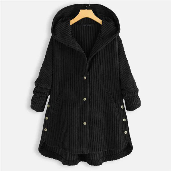 Levoire | Manteau À Côtes Avec Capuche Noir