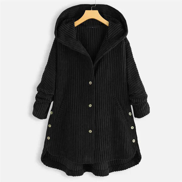 Levoire | Manteau Côtelé À Capuche Noir