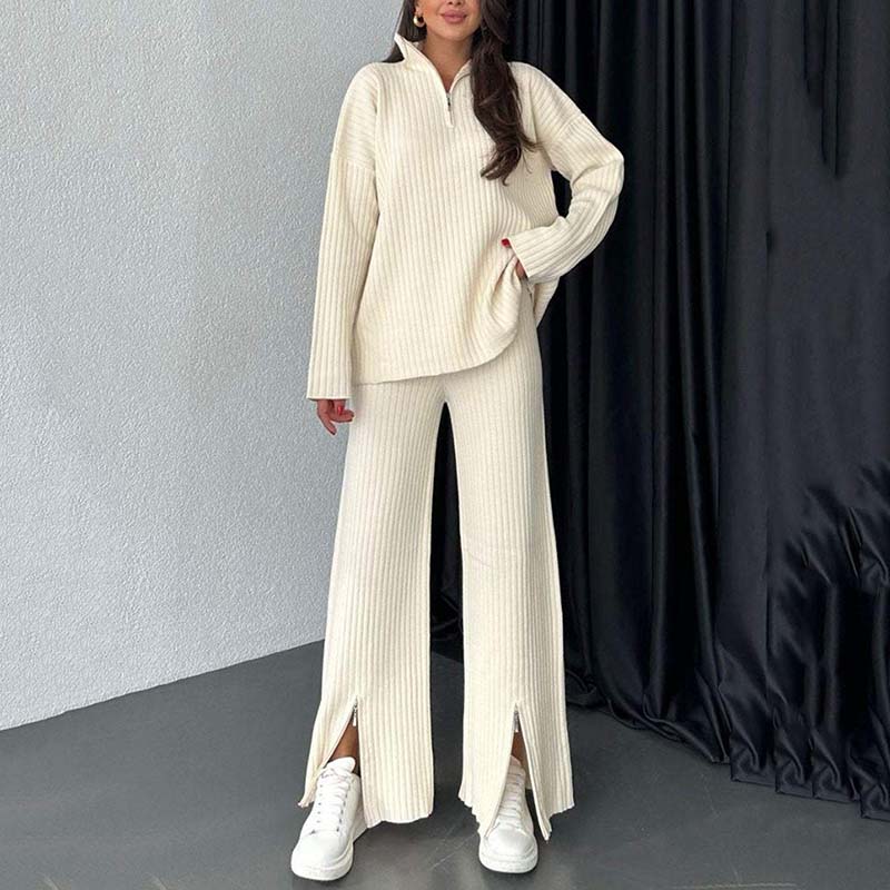 Levoire | Robe En Tricot Avec Fermeture Éclair Beige