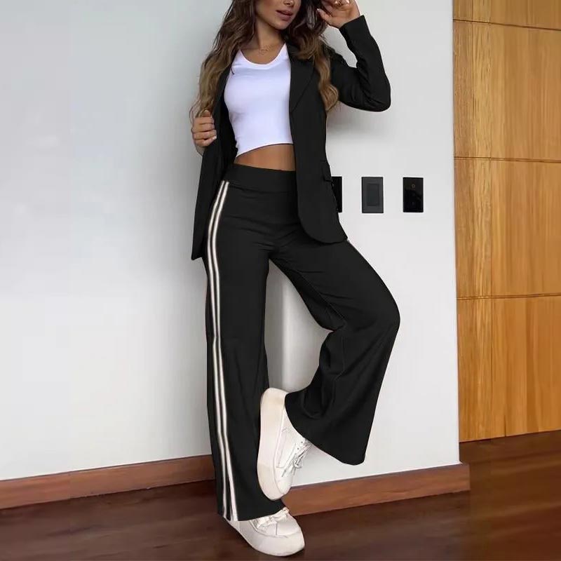 Levoire | Blazer Avec Revers En Kerber Et Pantalon Avec Jambe Large Ensemble Noir