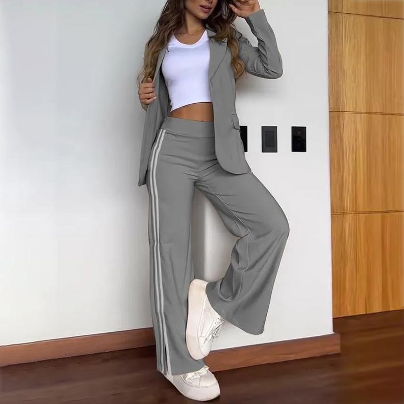 Levoire | Blazer Avec Revers En Kerber Et Pantalon Avec Jambe Large Ensemble Gris foncé