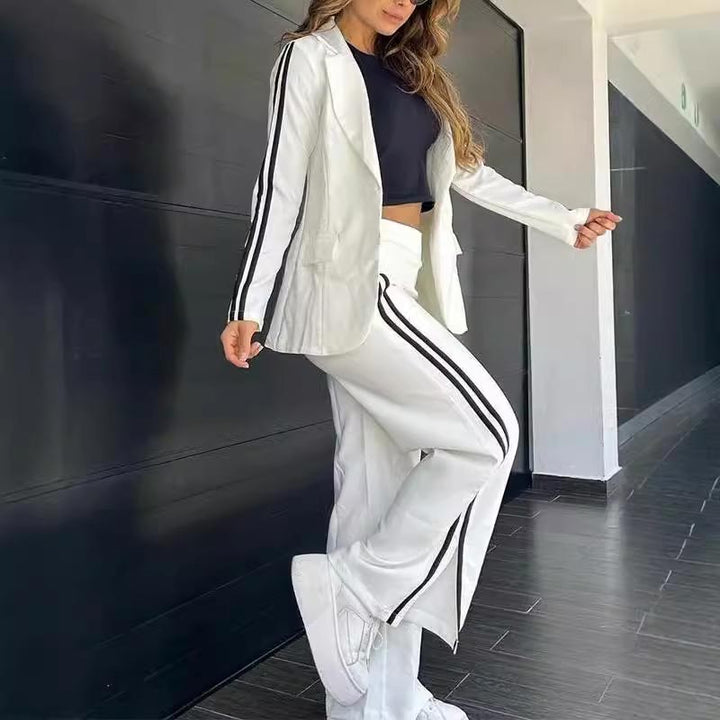 Levoire | Blazer Avec Revers En Kerber Et Pantalon Avec Jambe Large Ensemble Blanc