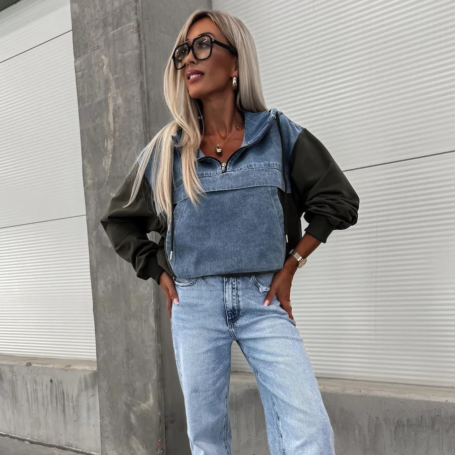 Levoire | Veste en jean avec capuche Vert