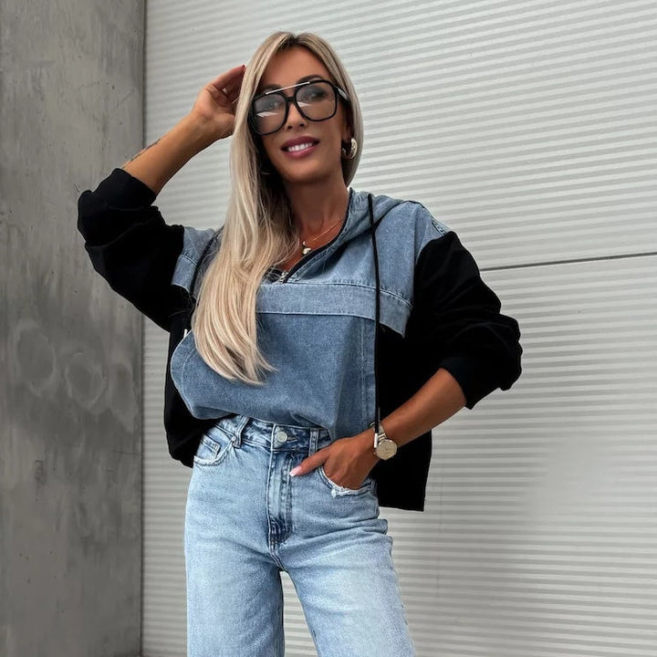 Levoire | Veste en jean avec capuche Noir